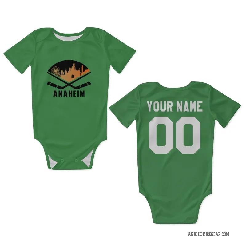 Custom  Green Anaheim Ducks   Newborn & Infant Bodysuit