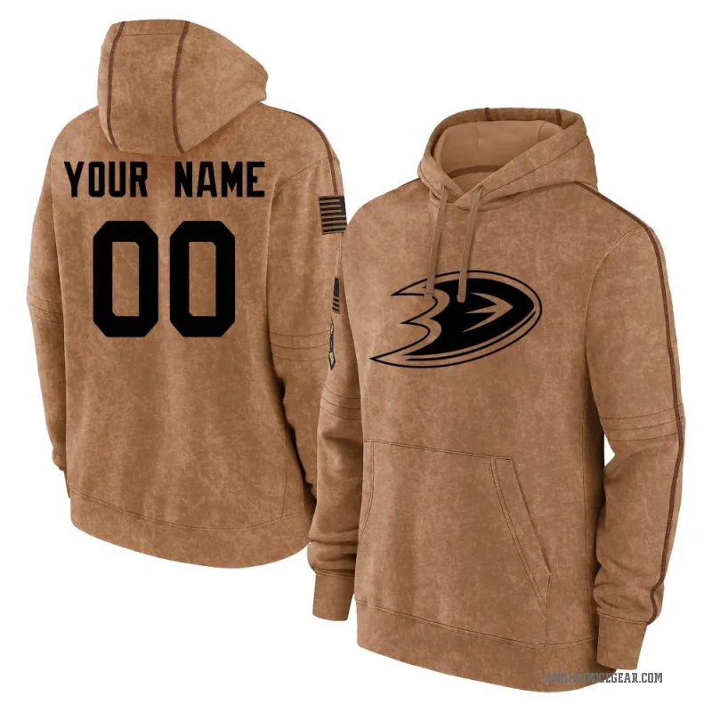 Custom Men's Brown Anaheim Ducks 2023 Salute to Service Club Pullover Hoodie
