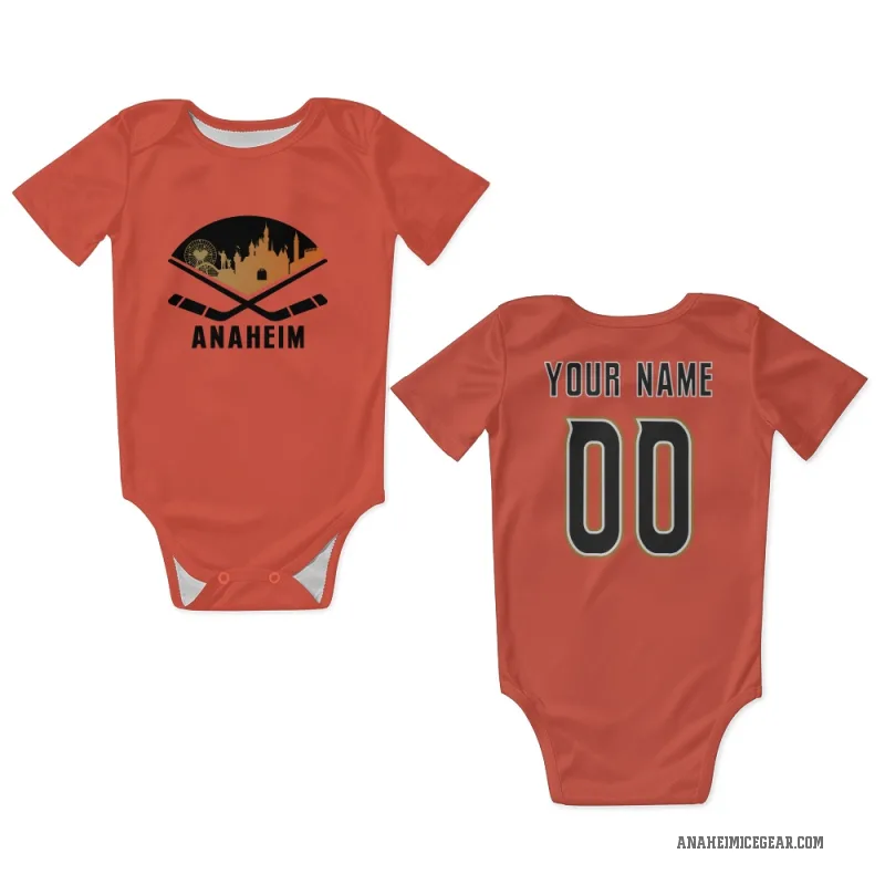 Custom  Orange Anaheim Ducks   Newborn & Infant Bodysuit