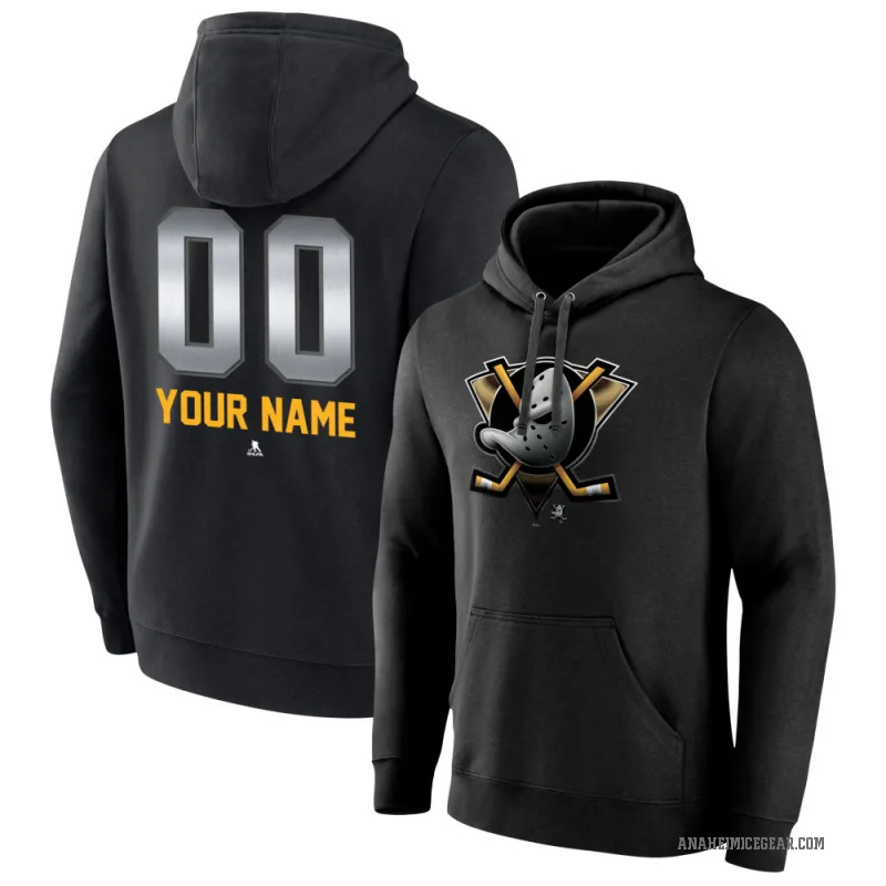 Custom Youth Black Anaheim Ducks Branded Midnight Mascot Logo Pullover Hoodie