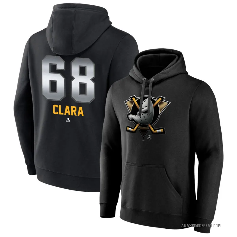 Damian Clara Men's Black Anaheim Ducks Branded Midnight Mascot Logo Pullover Hoodie