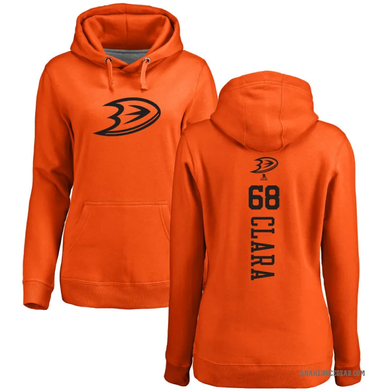 Damian Clara Women's Orange Anaheim Ducks Branded One Color Backer Pullover Hoodie