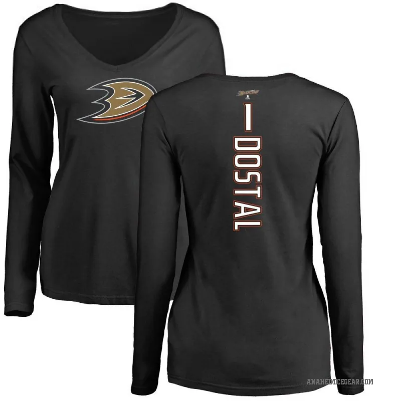 Lukas Dostal Women's Black Anaheim Ducks Backer Long Sleeve T-Shirt -