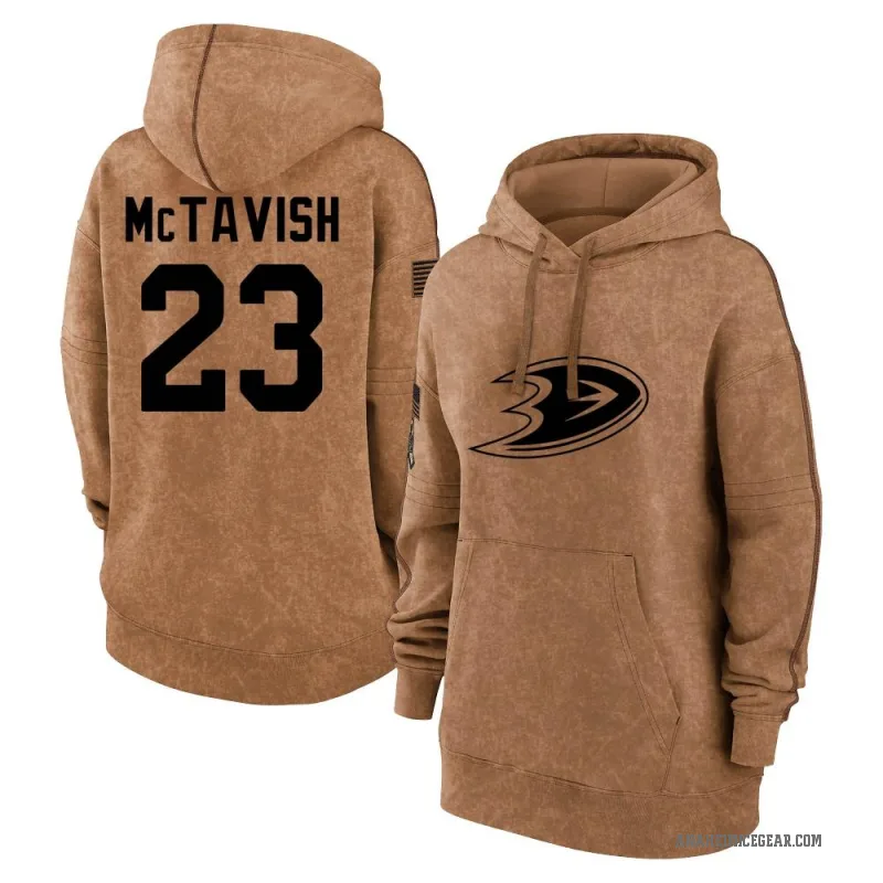 Mason McTavish Women's Brown Anaheim Ducks 2023 Salute to Service Pullover Hoodie